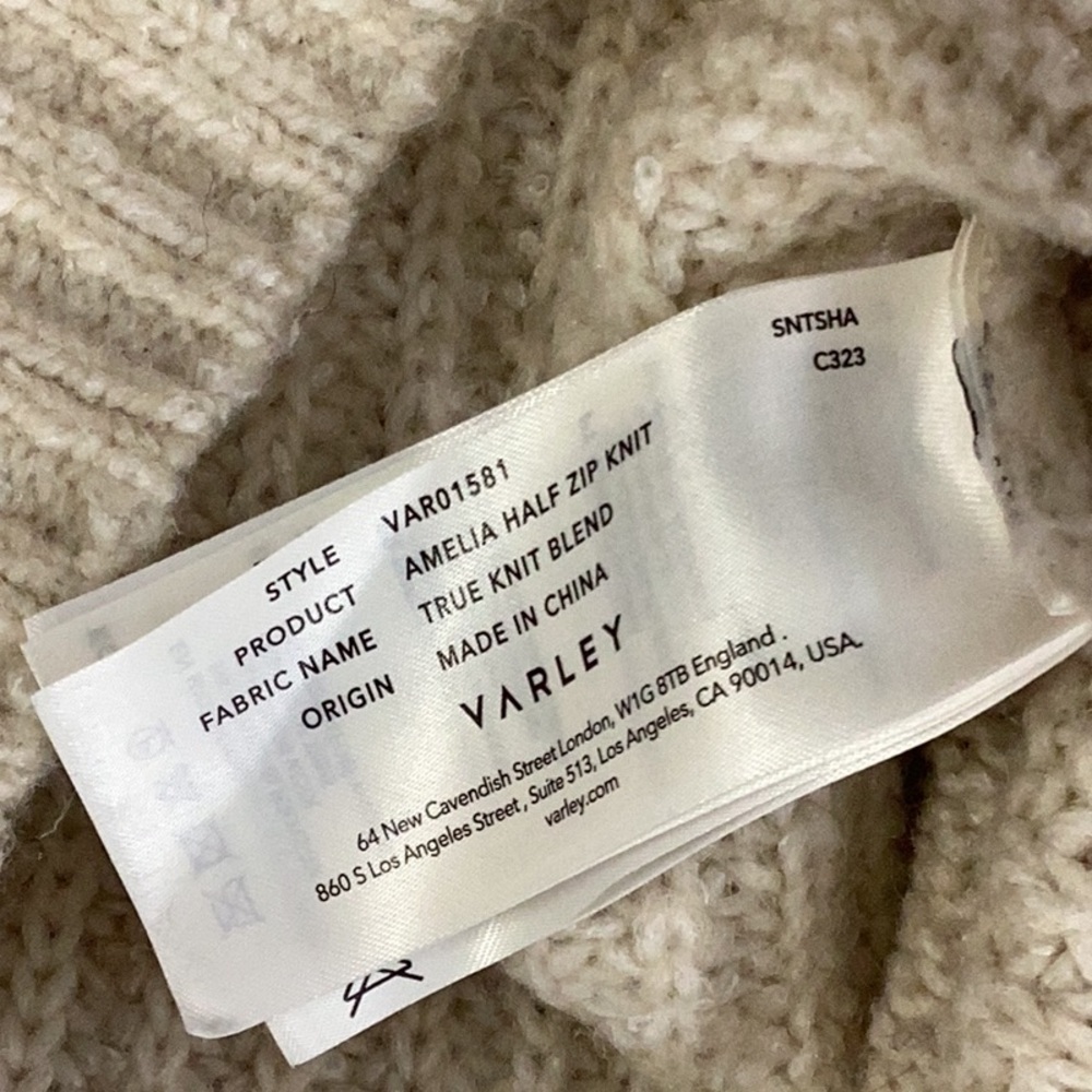 VARLEY Amelia Half Zip Knit Color Birch Size XL - Picture 13 of 13